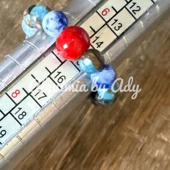 Coral and lapis lazuli ring - Picture 1 of 2
